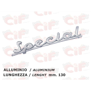 TARGHETTA "SPECIAL" TRAFORATA (lunghezza mm.130) IN ALLUMINIO - POSTERIORE -VESPA CIF : 5728  CIF - 1