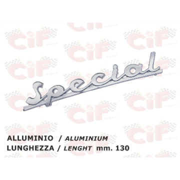 TARGHETTA "SPECIAL" TRAFORATA (lunghezza mm.130) IN ALLUMINIO - POSTERIORE -VESPA CIF : 5728  CIF - 1