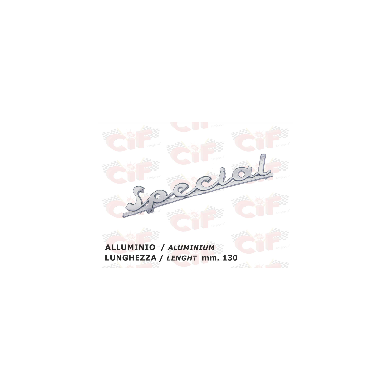 TARGHETTA "SPECIAL" TRAFORATA (lunghezza mm.130) IN ALLUMINIO - POSTERIORE -VESPA CIF : 5728  CIF - 1