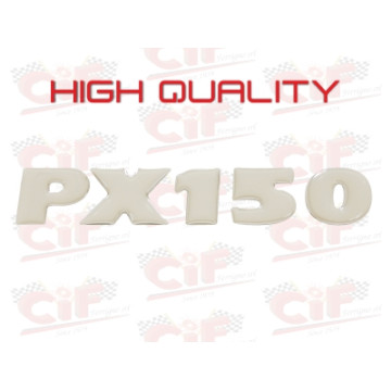 TARGHETTA " PX 150 " RESINATA ADESIVA orig. Per cofano laterale VESPA PX 150 CIF : 10486  CIF - 1