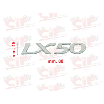 TARGHETTA "LX 50" ADESIVA RESINATA CROMATA VESPA LX 2T/4T CIF : 10472  CIF - 1