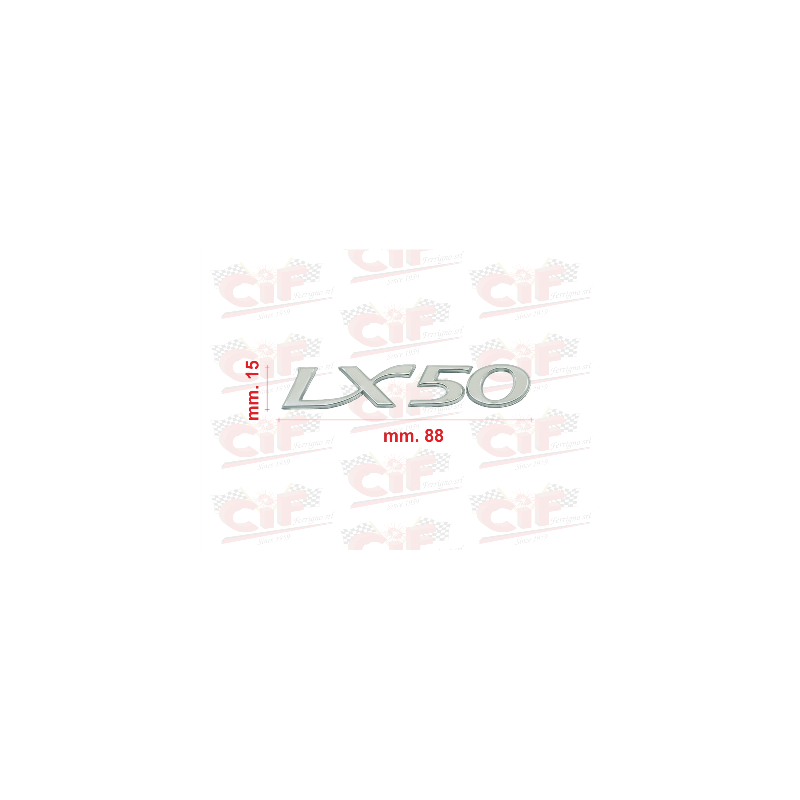 TARGHETTA "LX 50" ADESIVA RESINATA CROMATA VESPA LX 2T/4T CIF : 10472  CIF - 1