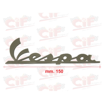TARGHETTA VESPA GRANDE (mm.150) RESINATA ADESIVA BRUNITA per cofano laterale VESPA AUTOMATICA GTS/S 2T-4T/SPRINT CIF : 10471-BR 