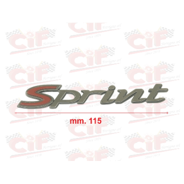 TARGHETTA "SPRINT" GRANDE (mm.115) RESINATA ADESIVA BRUNITA per cofano laterale VESPA AUTOMATICA CIF : 10468-BR  CIF - 1