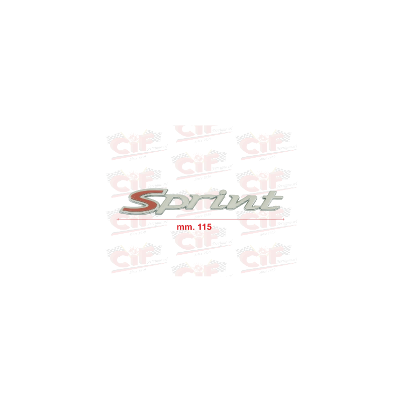 TARGHETTA "SPRINT" GRANDE (mm.115) RESINATA ADESIVA CROMATA per cofano laterale VESPA AUTOMATICA CIF : 10468  CIF - 1